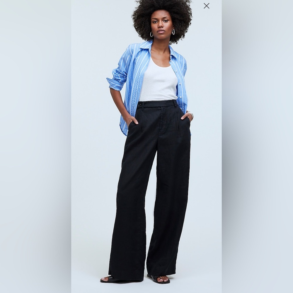 Madewell Harlow wide leg pant in 100% linen
